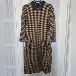 Ralph Lauren Black and Tan Houndstooth Dress